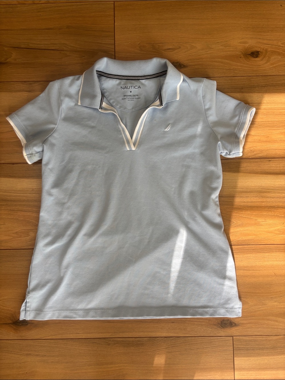 Nautica Women’s Light Blue Polo with White Trim